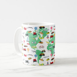 Erlebnis erwartet World Map Vehicles Kaffeetasse