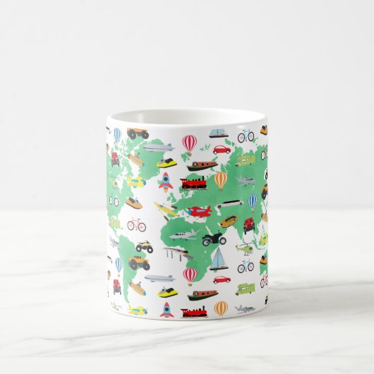 Erlebnis erwartet World Map Vehicles Kaffeetasse (Mittel)