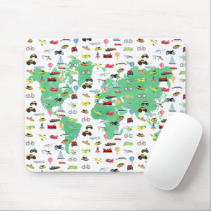 Erlebnis erwartet World Map Vehicles Mousepad
