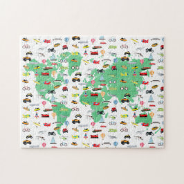 Erlebnis erwartet World Map Vehicles Puzzle