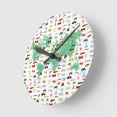 Erlebnis erwartet World Map Vehicles Runde Wanduhr (Winkel)
