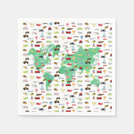Erlebnis erwartet World Map Vehicles Serviette