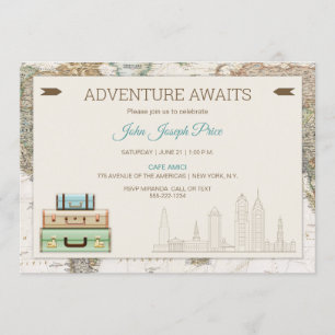 Erlebnis erwartet World Travel Map Modern Einladung