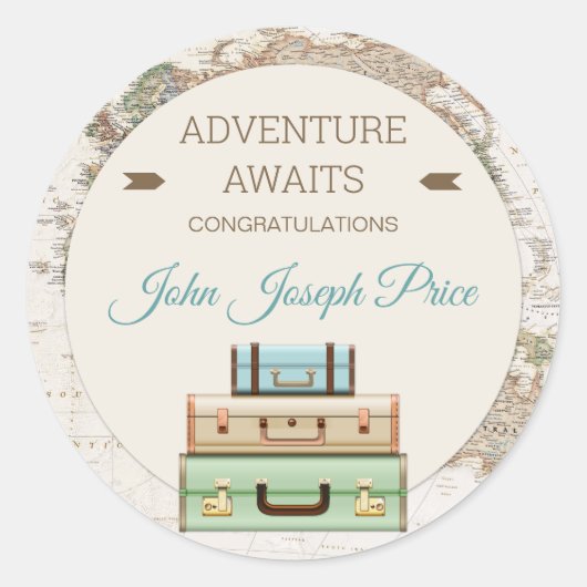 Erlebnis erwartet World Travel Map Modern Runder Aufkleber (Vorderseite)