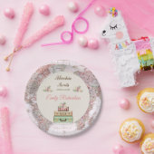 Erlebnis erwartet World Travel Map Rosa Elfenbeink Pappteller (Party)