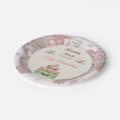 Erlebnis erwartet World Travel Map Rosa Elfenbeink Pappteller (Schrägansicht)