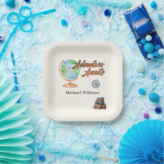 Erlebnis für Ruhestandsreisen auf Globe Pappteller (Party)