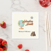 Erlebnis für Ruhestandsreisen auf Globe Serviette (Beispiel)