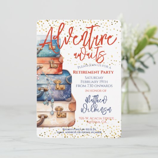 Erlebnis im Party für Rentner Einladung (Stehend Vorderseite)