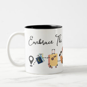 Erlebnis, Reisen, Reisepass, Flugzeug Zweifarbige Tasse