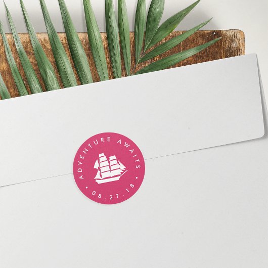 Erlebnis wartet | Fuchsien und Weißschiff Runder Aufkleber