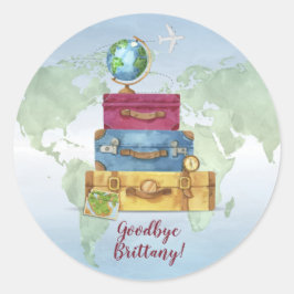 Erlebnis wartet Koffer weg von Abschied Runder Aufkleber