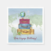 Erlebnis wartet Koffer weg von Abschied Serviette (Vorderseite)