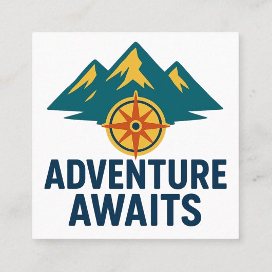 Erlebnis wartet - Mountain & Compass Car Decal Quadratische Visitenkarte (Rückseite)