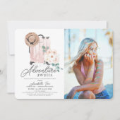 Erlebnis wartet Pink Suitcase Abschluss Foto Einladung (Vorderseite)