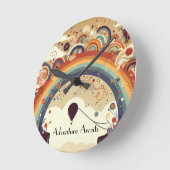 Erlebnis wartet Regenbogen und Heißluftballons Runde Wanduhr (Winkel)