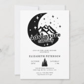 Erlebnis wartet | Rustikale Berge | Babydusche Einladung (Vorderseite)