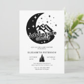 Erlebnis wartet | Rustikale Berge | Babydusche Einladung (Stehend Vorderseite)