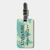 Erlebnis wartet Weltkarte Gepäckanhänger (Vorderseite vertikal)