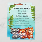 Erlebnis wartet | Woodland Creatures Babydusche Einladung (Vorne/Hinten)