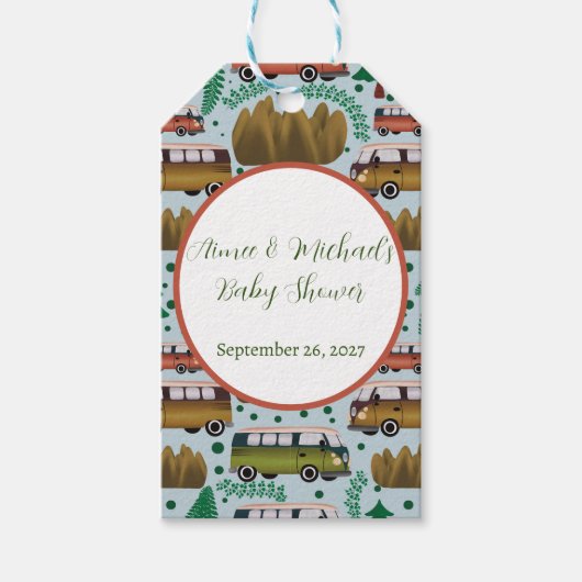 Erlebnisangebote: Camper Baby Boy Shower Geschenkanhänger (Vorderseite)