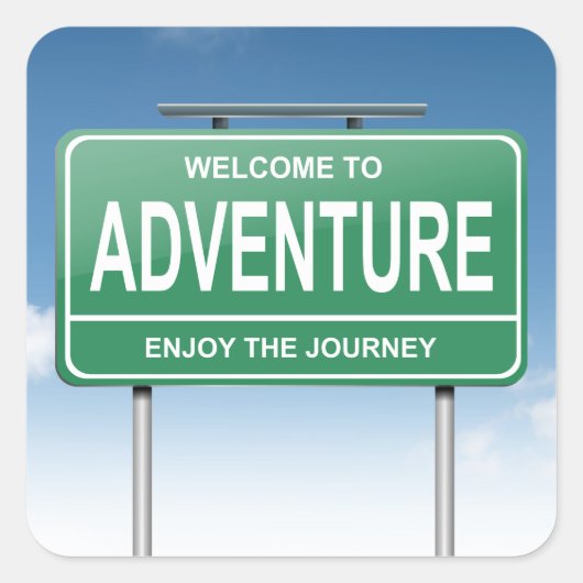 Erlebniskonzept. Quadratischer Aufkleber (Vorderseite)