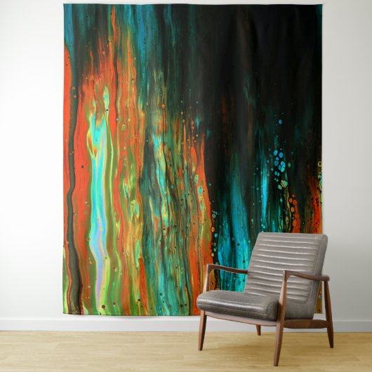 *~* Erlebniskunst Abstrakt fett Schwarzer Orange Wandteppich (Beispiel)