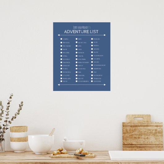 Erlebnisliste für personalisierte Blaue Paare Poster (Küche)