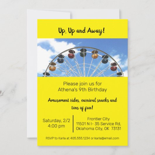 Erlebnispark Ferris Wheel Einladung (Vorderseite)