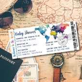 Erlebniswelt Weltkarte Boarding Pass Dusche Einladung