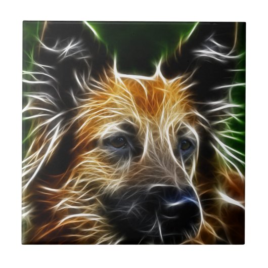 Erleichternder Schäferhund-Hund Fliese (Vorderseite)