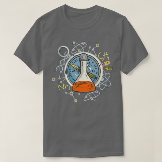 Erlenmeyer Flask Test Tube Chemie T-Shirt (Design vorne)