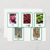 Erlernen der englischen Schreibweise von Früchten Postkarte (Vorne/Hinten)