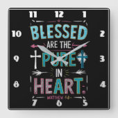 Erleuchtende Worte inmitten eines Kreuzes Quadratische Wanduhr (Vorderseite)