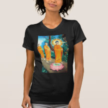 Erleuchtete Buddhisten in orangefarbenen Roben