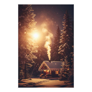Erleuchtete Weihnachtszuflucht Fotodruck
