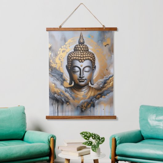 Erleuchteter Buddha Wandteppich Mit Holzrahmen (Wohnzimmer)