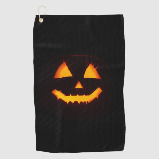 Erleuchteter Jack O Lantern Golfhandtuch (Vorderseite)