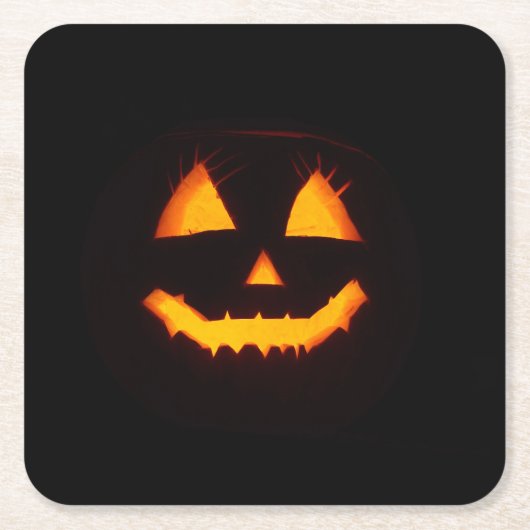 Erleuchteter Jack O Lantern Rechteckiger Pappuntersetzer (Vorderseite)