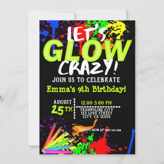 Erleuchtung im dunklen kosmischen Jump & Neon-Part Einladung (Vorderseite)