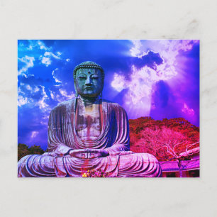 Erleuchtungs-Meditations-Buddha-Statue Farbe Postkarte