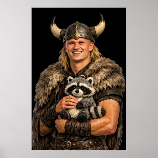 Erling Haaland Wikinger hält einen ausgestopften W Poster