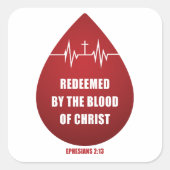 Erlöst durch das Blut Christi - Christlicher Glaub Quadratischer Aufkleber (Vorderseite)