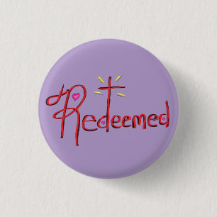 ‘Erlöste‘ Christliche Glaubenskreuz-Herzen Button