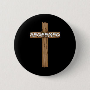 Erlöster Jesus Christliches Kreuz Gott Glaube Bibe Button