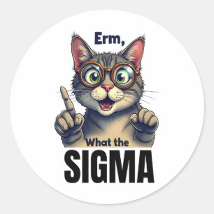 Erm was Sigma Funny Cat liebt Runder Aufkleber