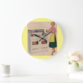 Erma und ihr doppelwandiger Ofen Große Wanduhr (Zuhause)