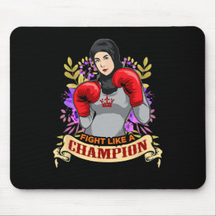 Ermächtigte arabische Hijab-Frau Boxen Kickboxen M Mousepad