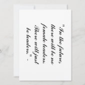 "Ermächtigte Frau, glücklicher Tag!" Karte (Rückseite)