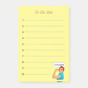 Ermächtigte Frau To-Do-Liste Post-it-Notizen Post-it Klebezettel